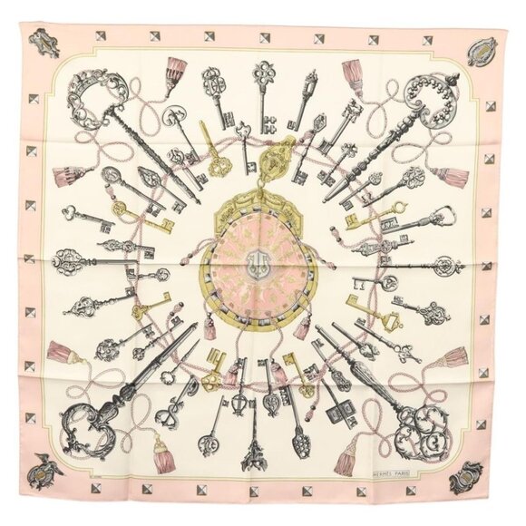HERMES Carre 90 Scarf Silk Pink Auth - Picture 1 of 15